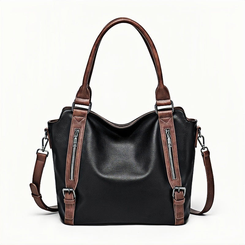 Double Zipper Portable Soft Leather Capacity Bags