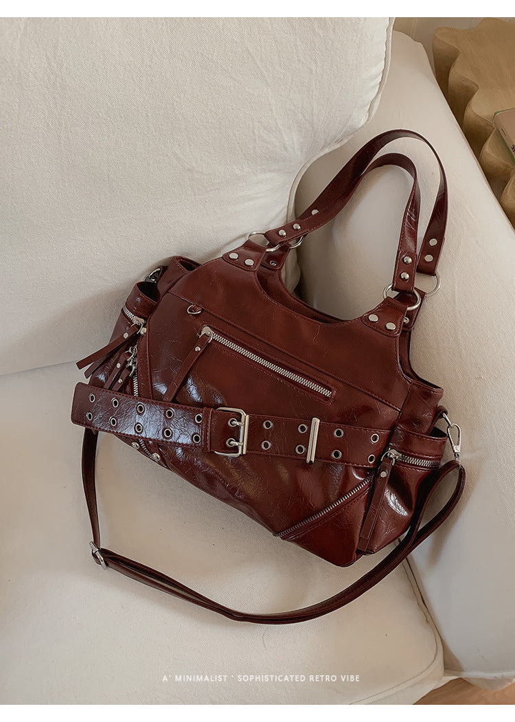 Niche Retro Motorcycle Mori Cute Large Women's Messenger Bag