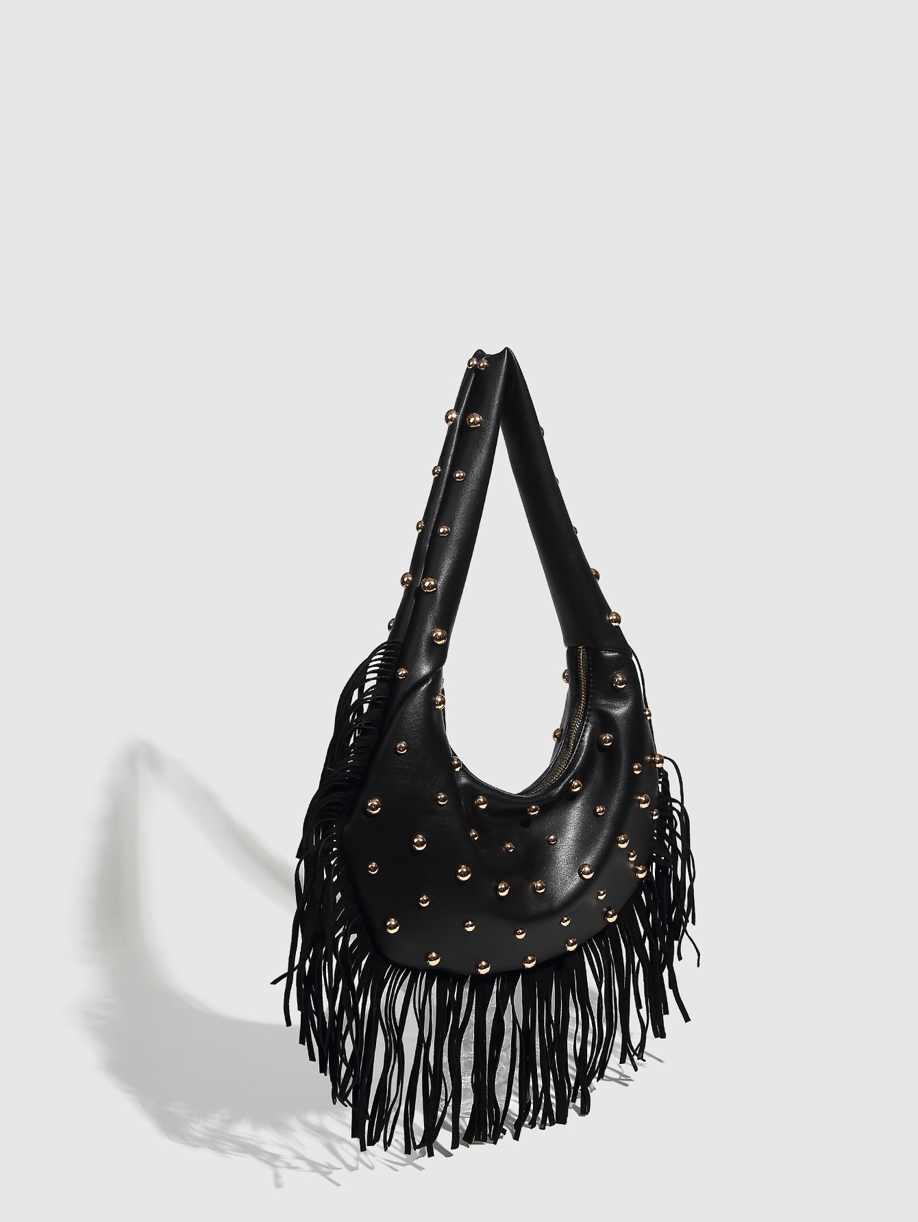 Women's Trendy Retro Personalized Tassel Rivet Simple Women's Shoulder Bag