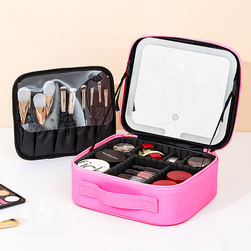 Box With Light Mirror Large Capacity High-grade Makeup Bag