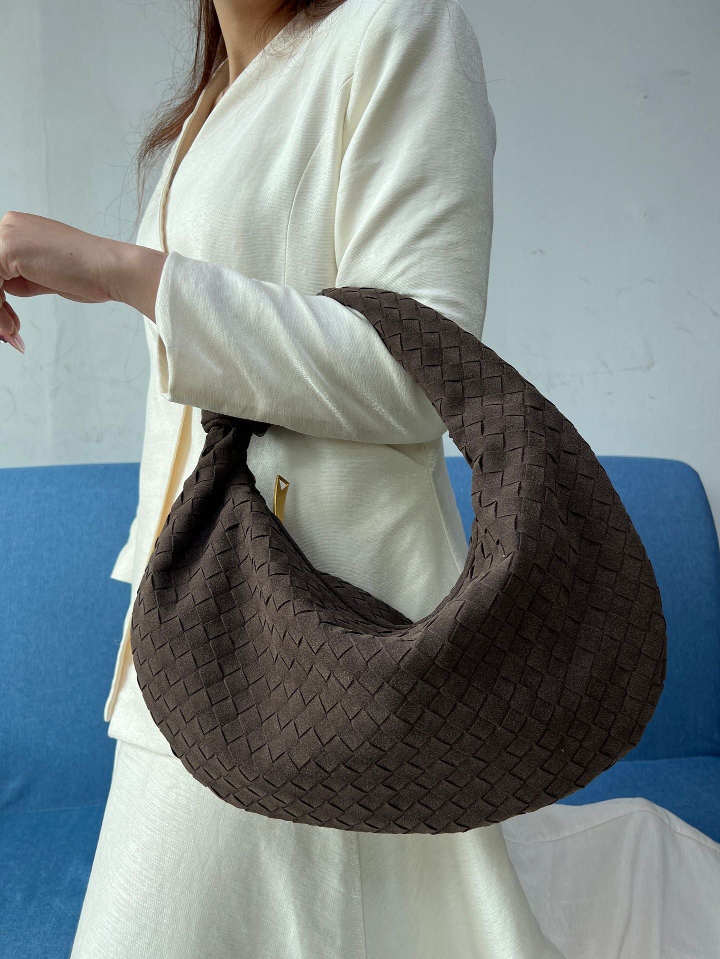 Large Frosted Woven Handmade Underarm Commute Shoulder Bags