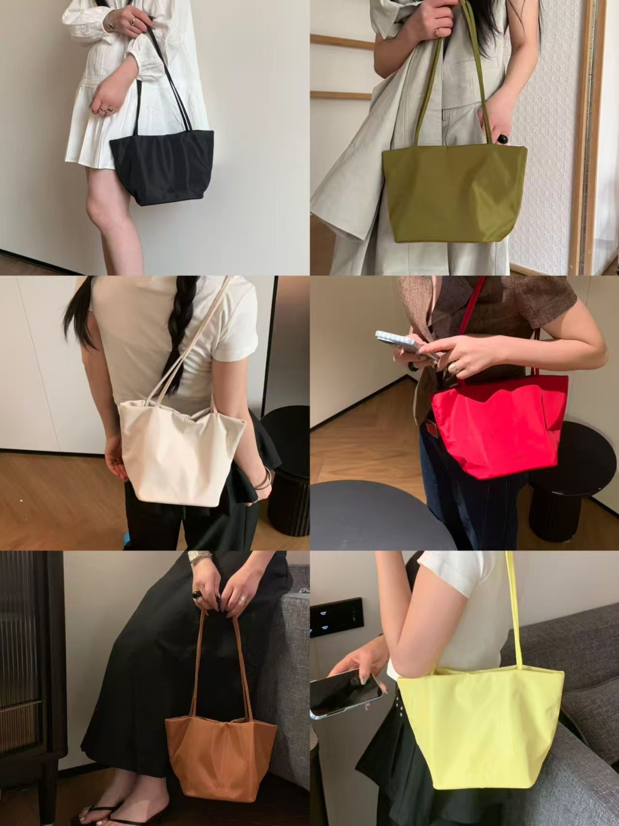 Women's Niche Nylon Cloth Vegetable Basket Large Capacity Lightweight Tote Bag
