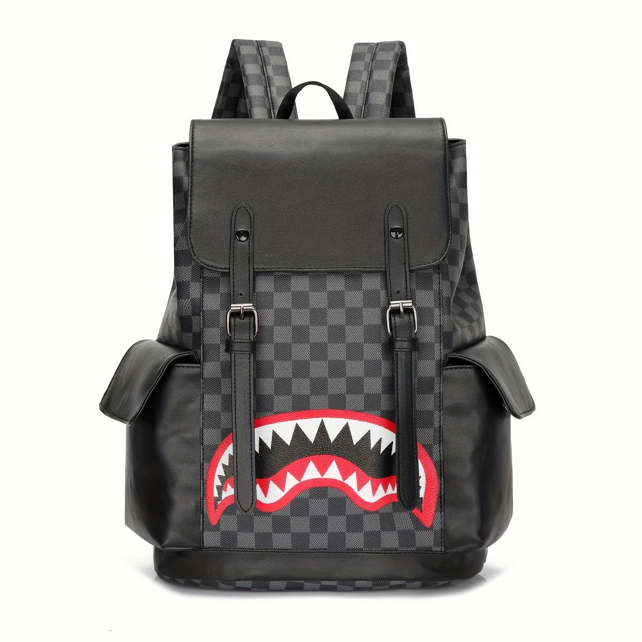 Women's & Men's Style Business Leather Large Capacity Trendy Plaid Backpacks