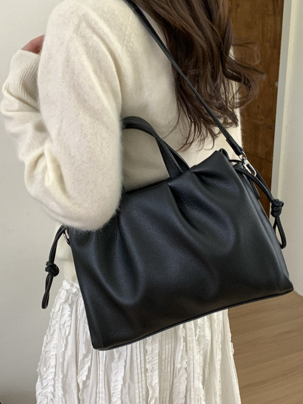Women's Design Pleated Large Capacity Magnetic Korean Tote Bag
