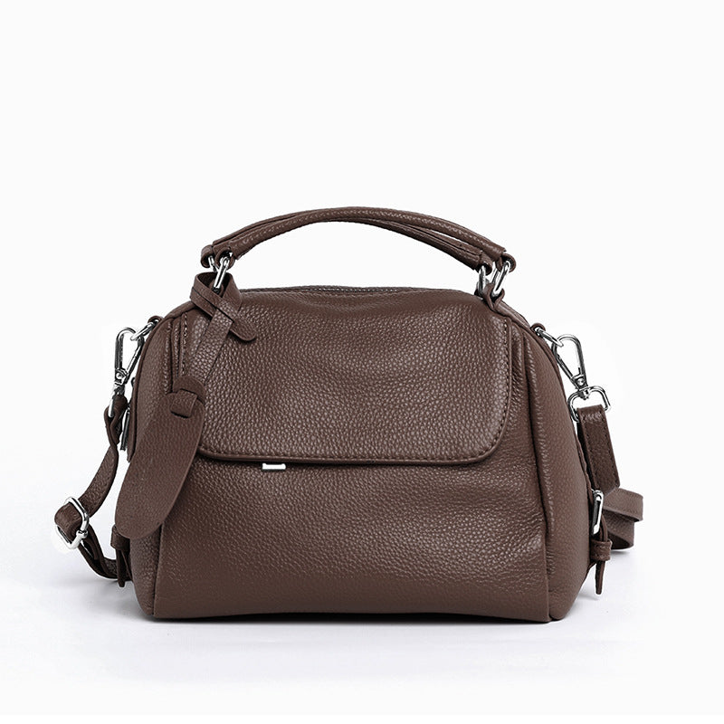 Women's Genuine Leather Portable Litchi Pattern First Layer Cowhide Bags