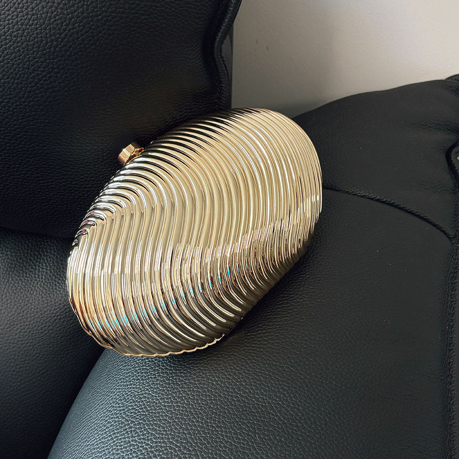 Surface Metal Texture Three-dimensional Corrugated Design Elegant Light Luxury Oval Women's Messenger Bag