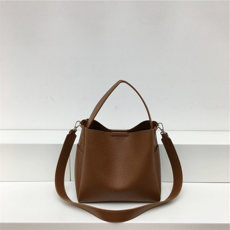 Feel Lychee Pattern Soft Leather Portable Simple Women's Shoulder Bag