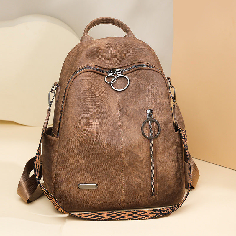Women's Soft Leather Summer Retro Korean Style Large Capacity Women's Backpack