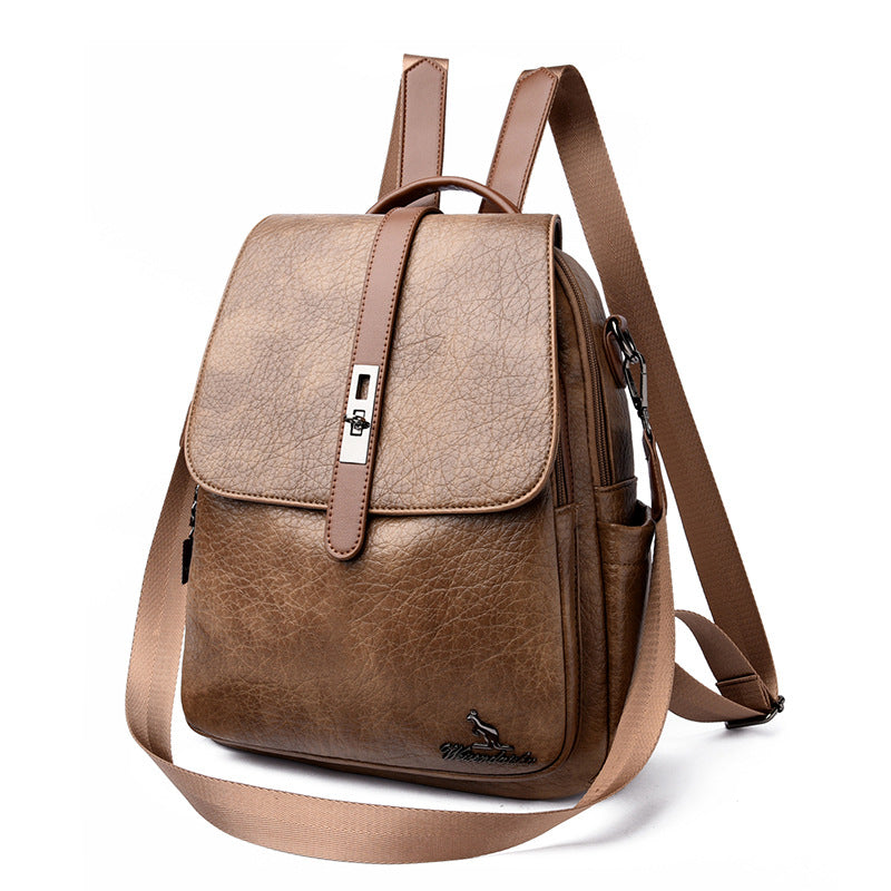 Women's Vintage Soft Leather Leisure Versatile Large Women's Backpack