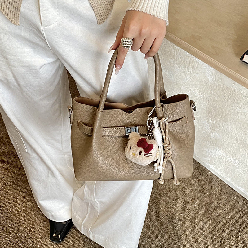 Women's Simple Lychee Pattern High-grade Soft Leather Bags