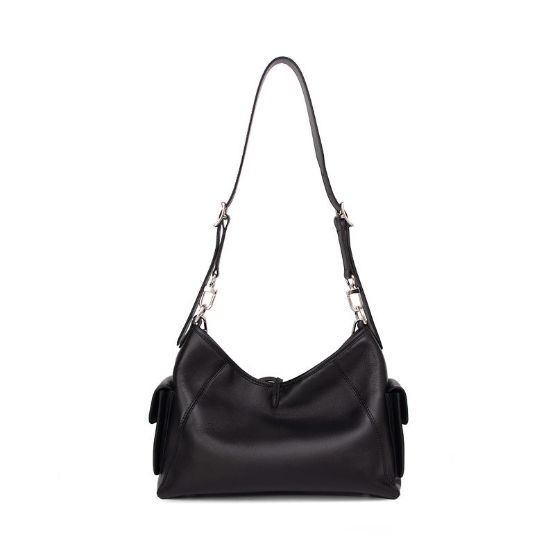 Women's Motorcycle Black Warrior Leather High-grade Large Bags