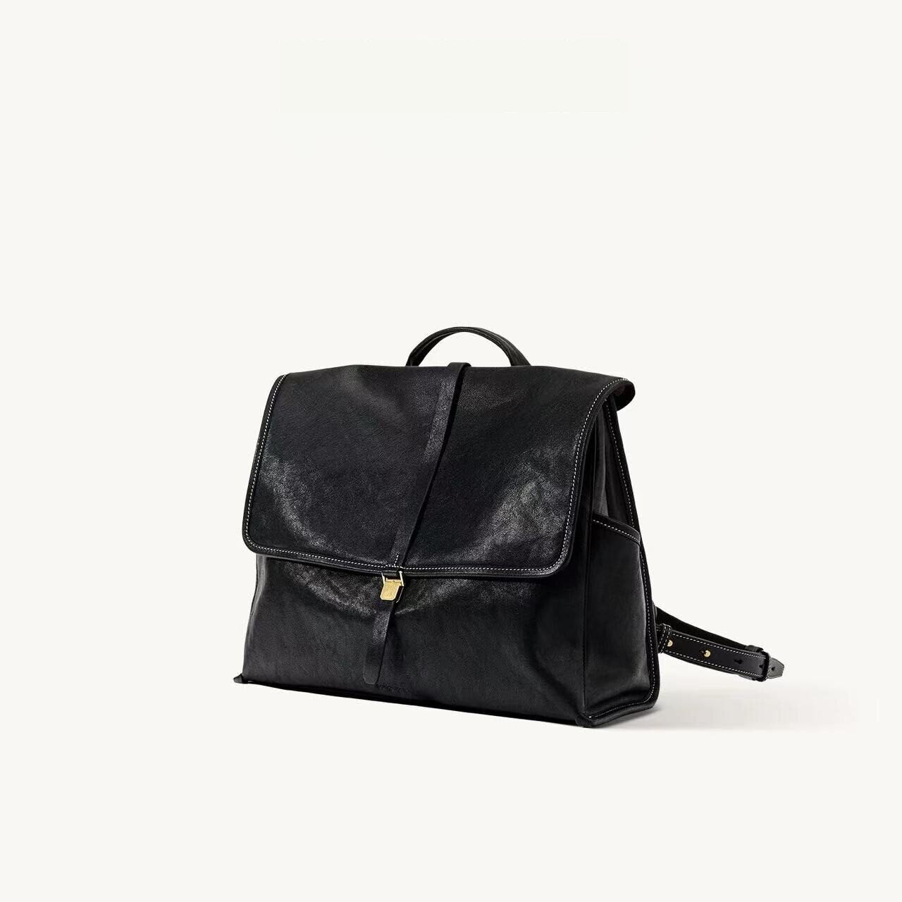 Simple Large Capacity Vegetable Tanned Sheepskin Backpacks