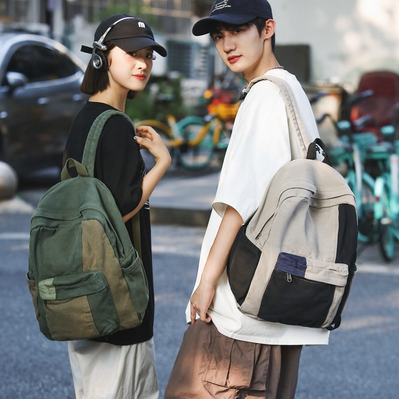 Women's Mori Canvas Female Contrast Color Camp Backpacks
