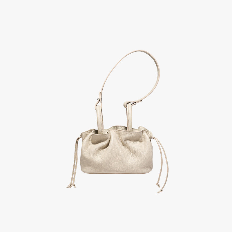 Women's Streamline Series Pleated Underarm Leather Bucket Bag