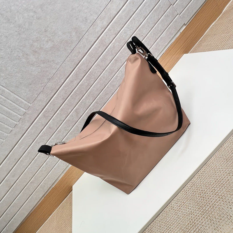 Women's French Large Capacity Nylon Chic Cowhide Women's Shoulder Bag