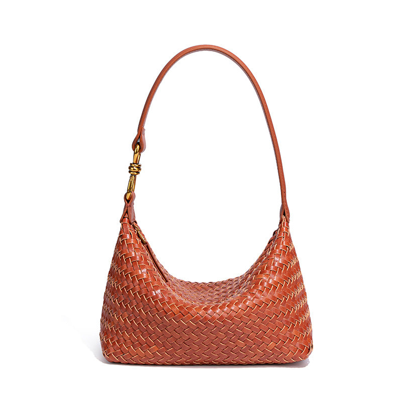 Women's Early Autumn Hand-woven Soft Leather Lunch Box Dumpling Light Underarm Bag