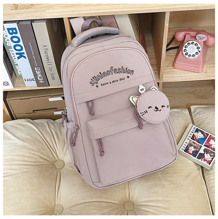Junior's Female College Solid Color Large Capacity Class Women's Backpack