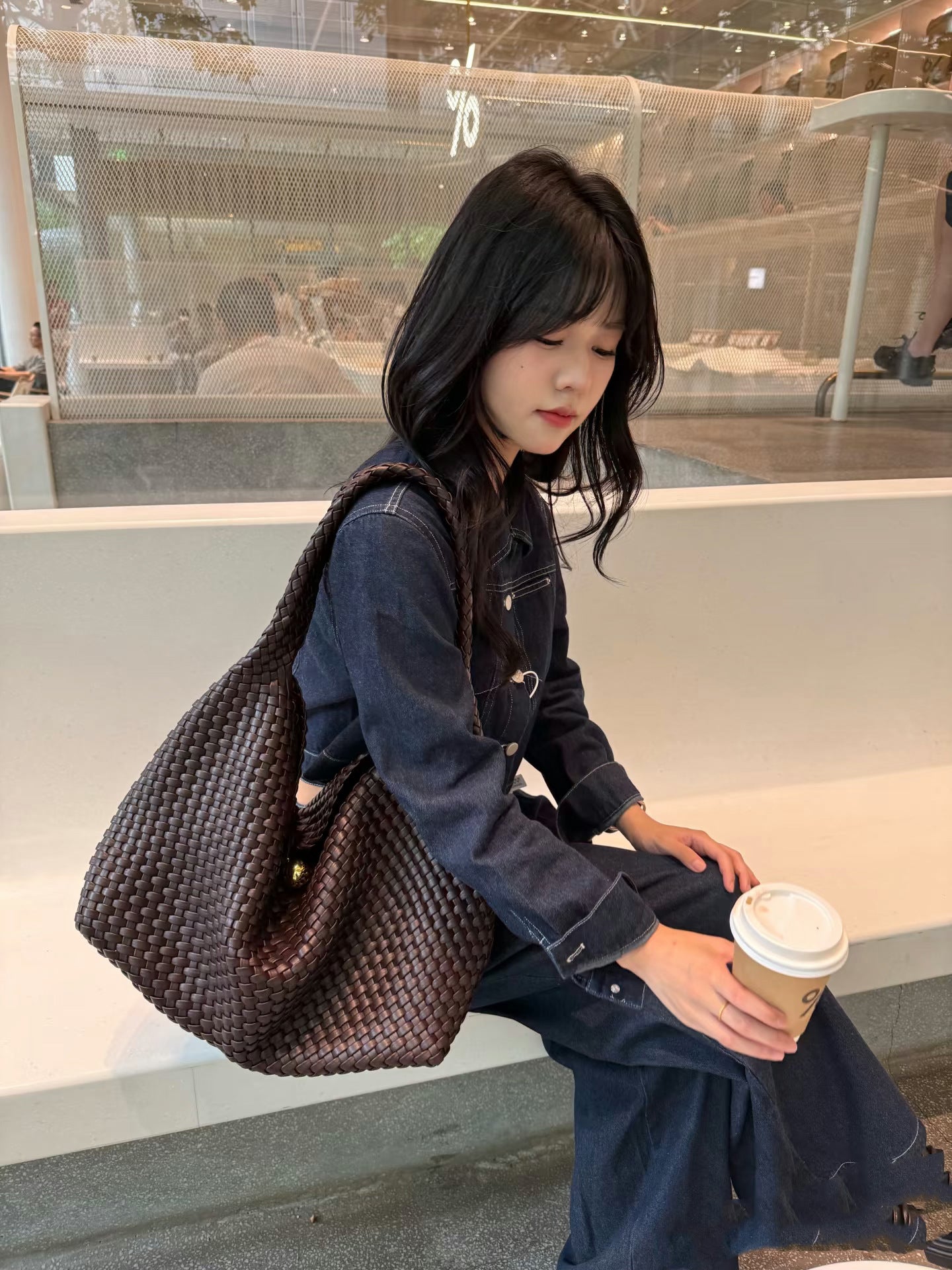 Women's Handmade Woven High Sense Commute Genuine Leather Shoulder Bags