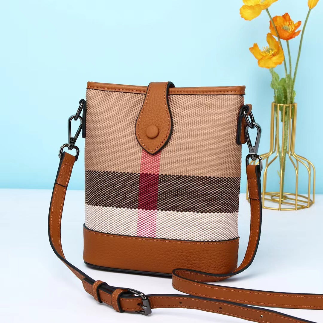 Fashion Hemp Cotton With Leather Mini High-grade Western Mobile Phone Bag