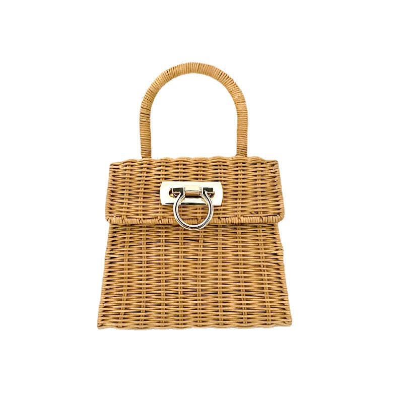 Summer Retro Rattan Weave Horseshoe Hand-woven Women's Handbag