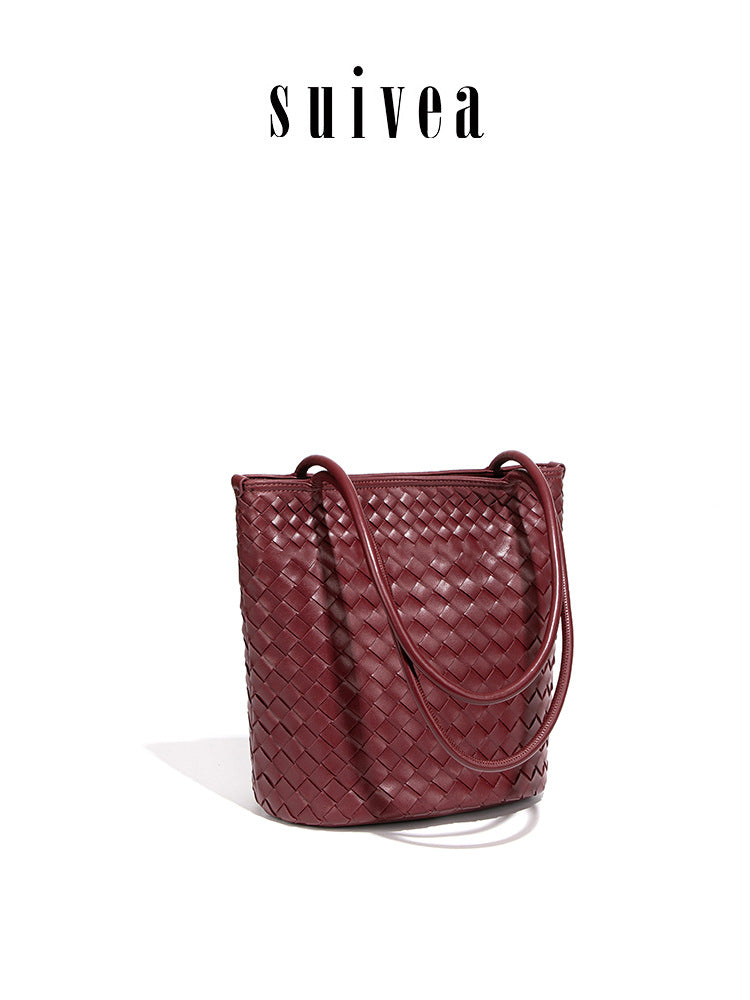 Women's Simple Fashion Woven Large Capacity French Laziness Vegetable Basket Tote Bag