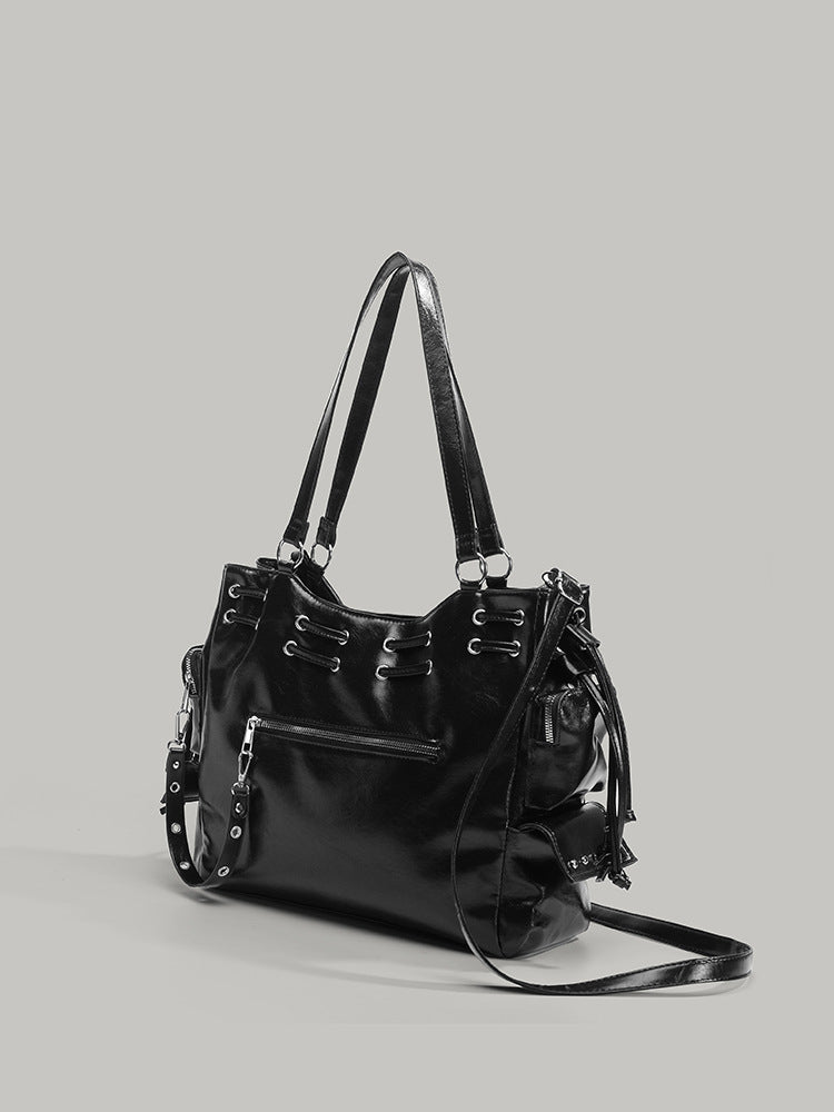 High-grade Rivet Motorcycle Retro Large Capacity Totes Women's Shoulder Bag