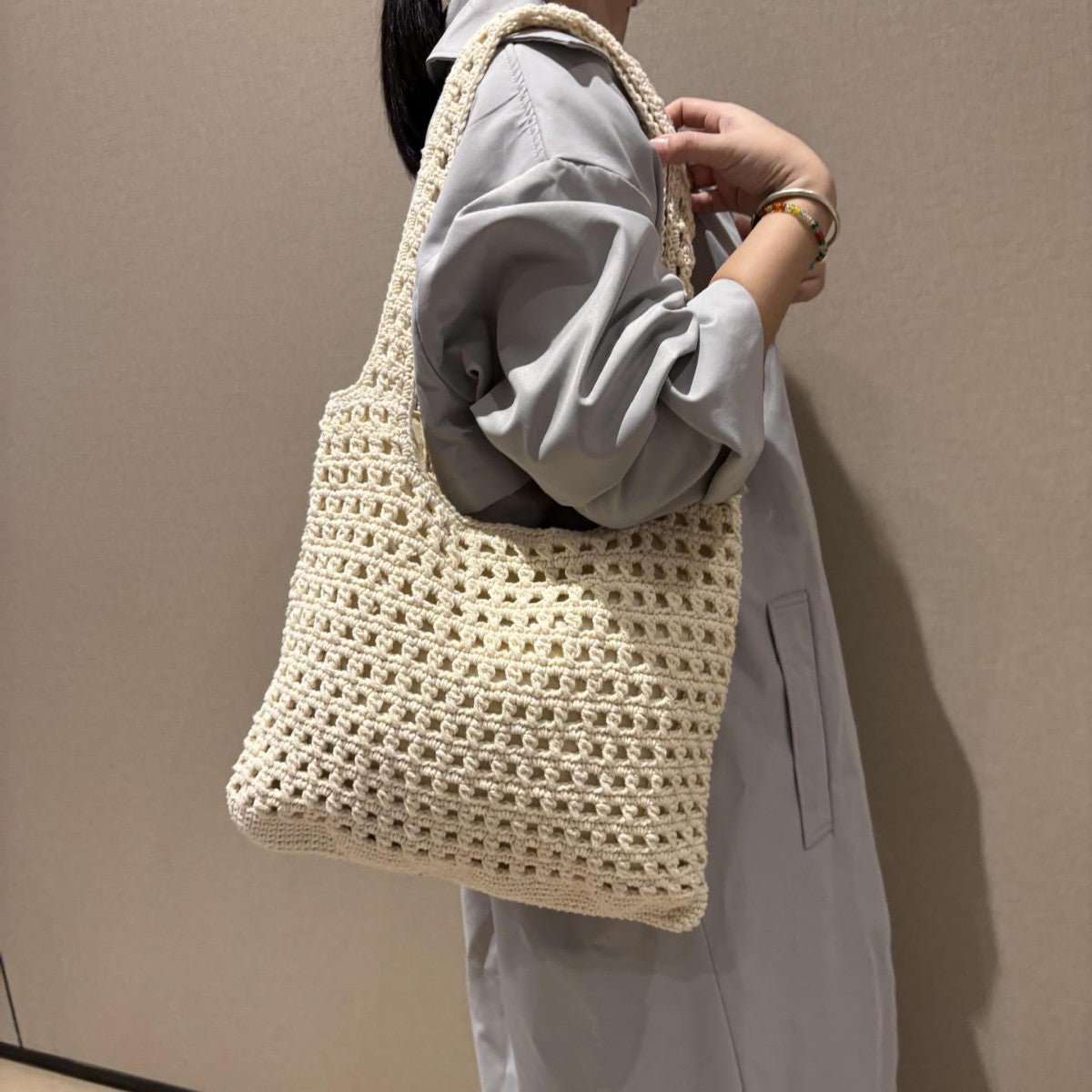Women's Thread Woven Knitting Vacation High-grade Large Capacity Women's Shoulder Bag