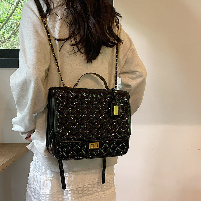 Women's Fashion Shiny Leisure Rhombus Niche Women's Backpack