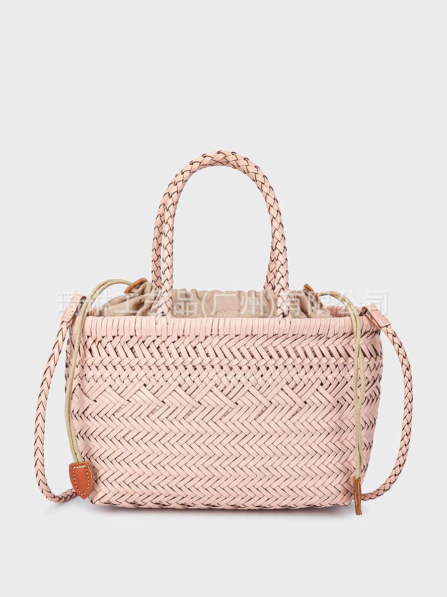Stylish Woven Vegetable Basket Leather Vintage Women's Messenger Bag