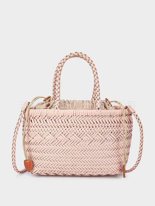 Stylish Woven Vegetable Basket Leather Vintage Women's Messenger Bag