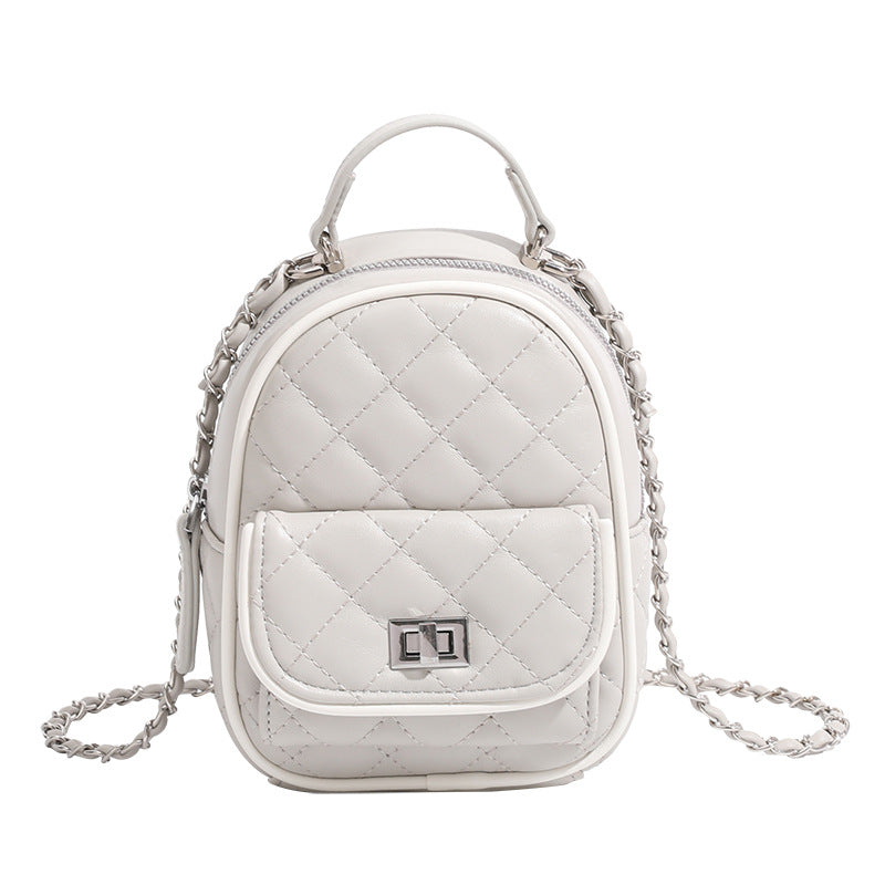 Rhombus Embroidery Thread Size Portable Fashion Women's Backpack
