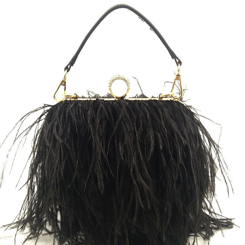 Fashion Tassel Ostrich Feather Dinner Catwalk Bags