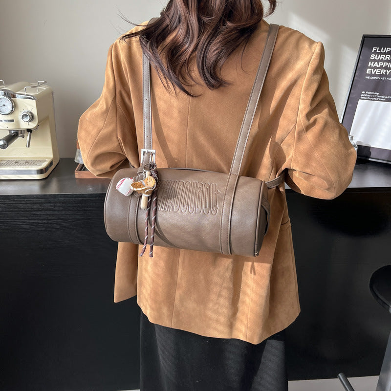Women's Retro Texture Portable Soft Leather Round Bucket Bag