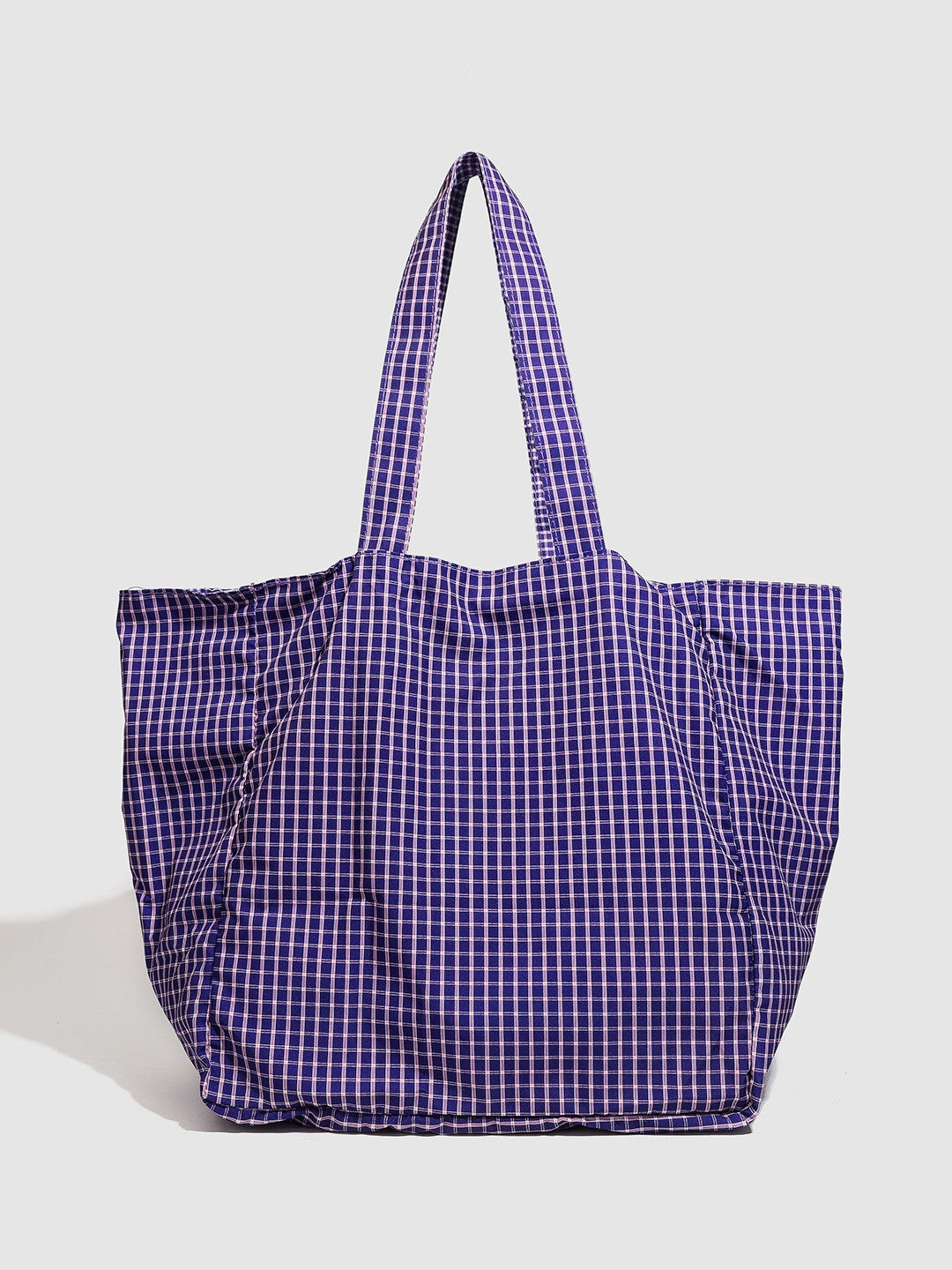 Plaid Purple Simple Large Capacity Letter Tote Bags