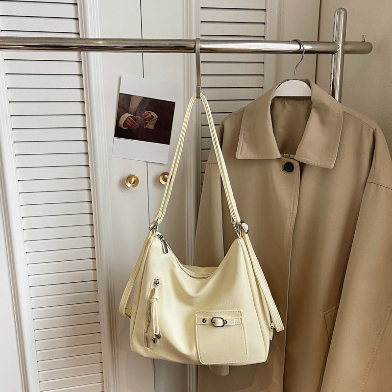 Soft Leather Large Capacity Fashion Commuter French Tote Bags