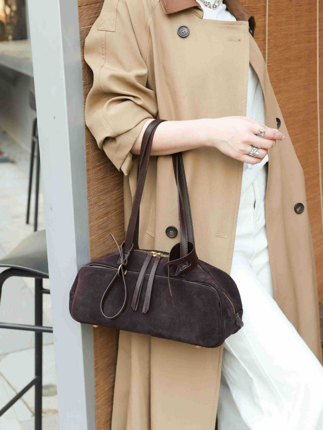 Women's First Layer Frosted Cowhide Boston Vintage Genuine Shoulder Bags
