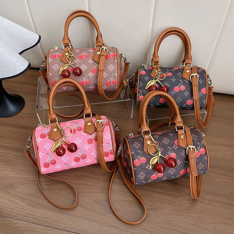 Women's Cute Cherry Print Boston Pillow Fashion Bags