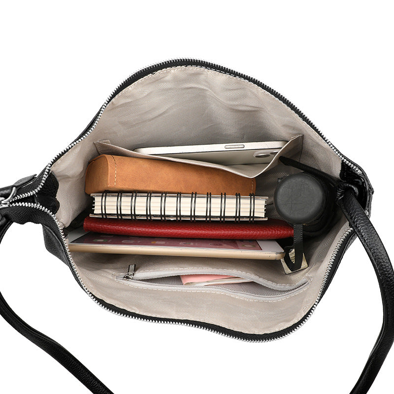 Women's Genuine Leather Large Capacity Totes Korean Style Simple Women's Messenger Bag