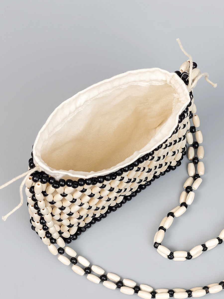Women's Seaside Beach Vacation With Wooden Beads Decoration Women's Shoulder Bag