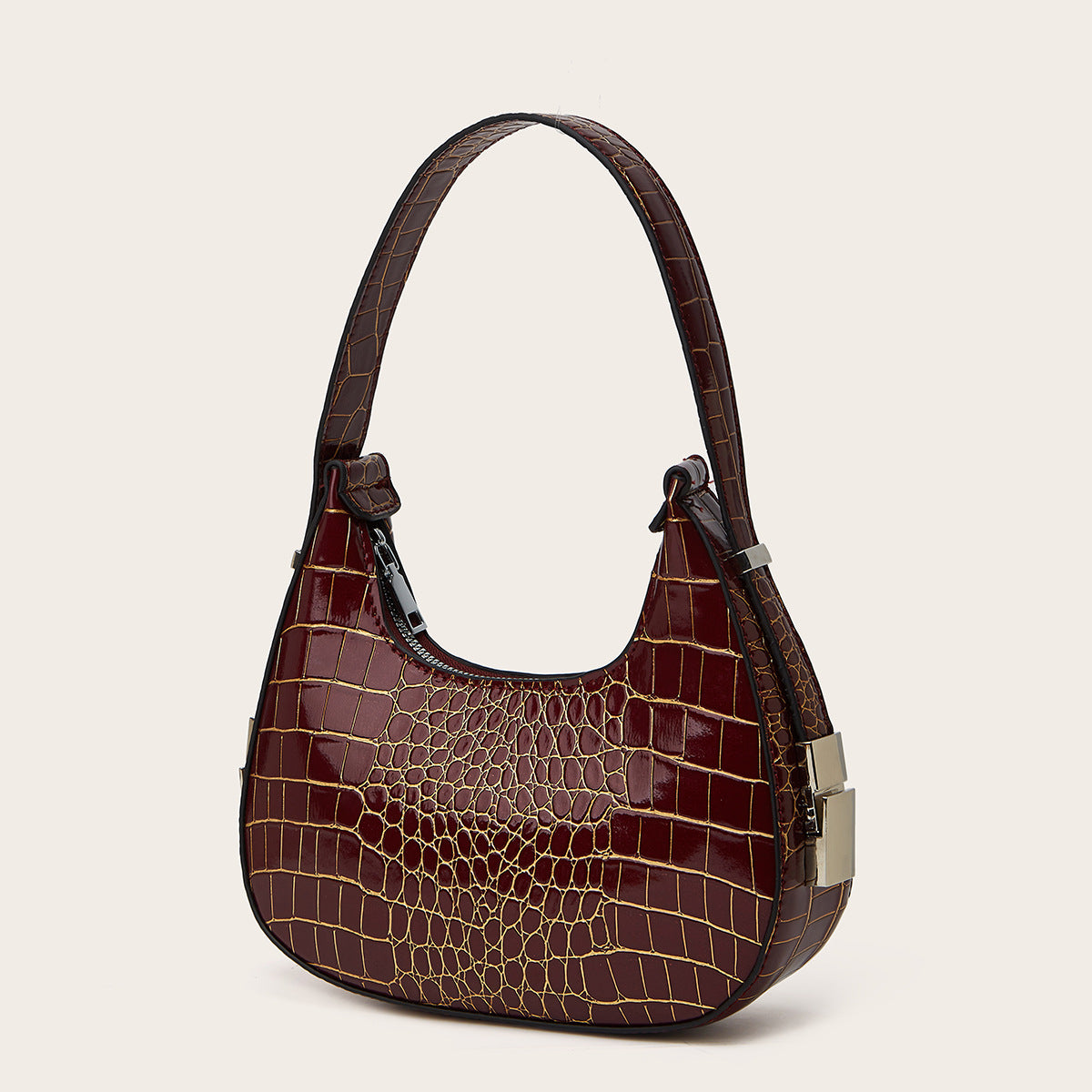 Women's Leisure Commute Moon Trendy Crocodile Pattern Fashionable Underarm Bag
