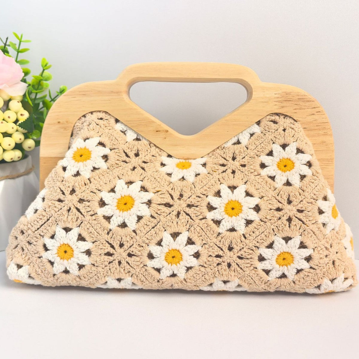 Women's Handmade Cotton Exquisite Pattern Crocheted Hollow Woven Knitted Bags