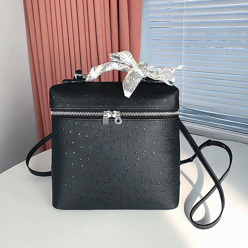 Women's Ostrich Grain Genuine Leather Lightweight Computer Women's Backpack
