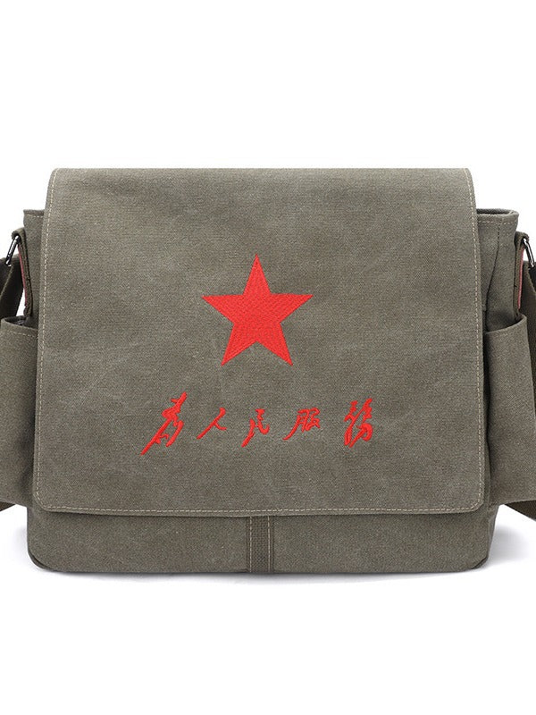 Men's People Retro Large Capacity Practical Red Star Shoulder Bags