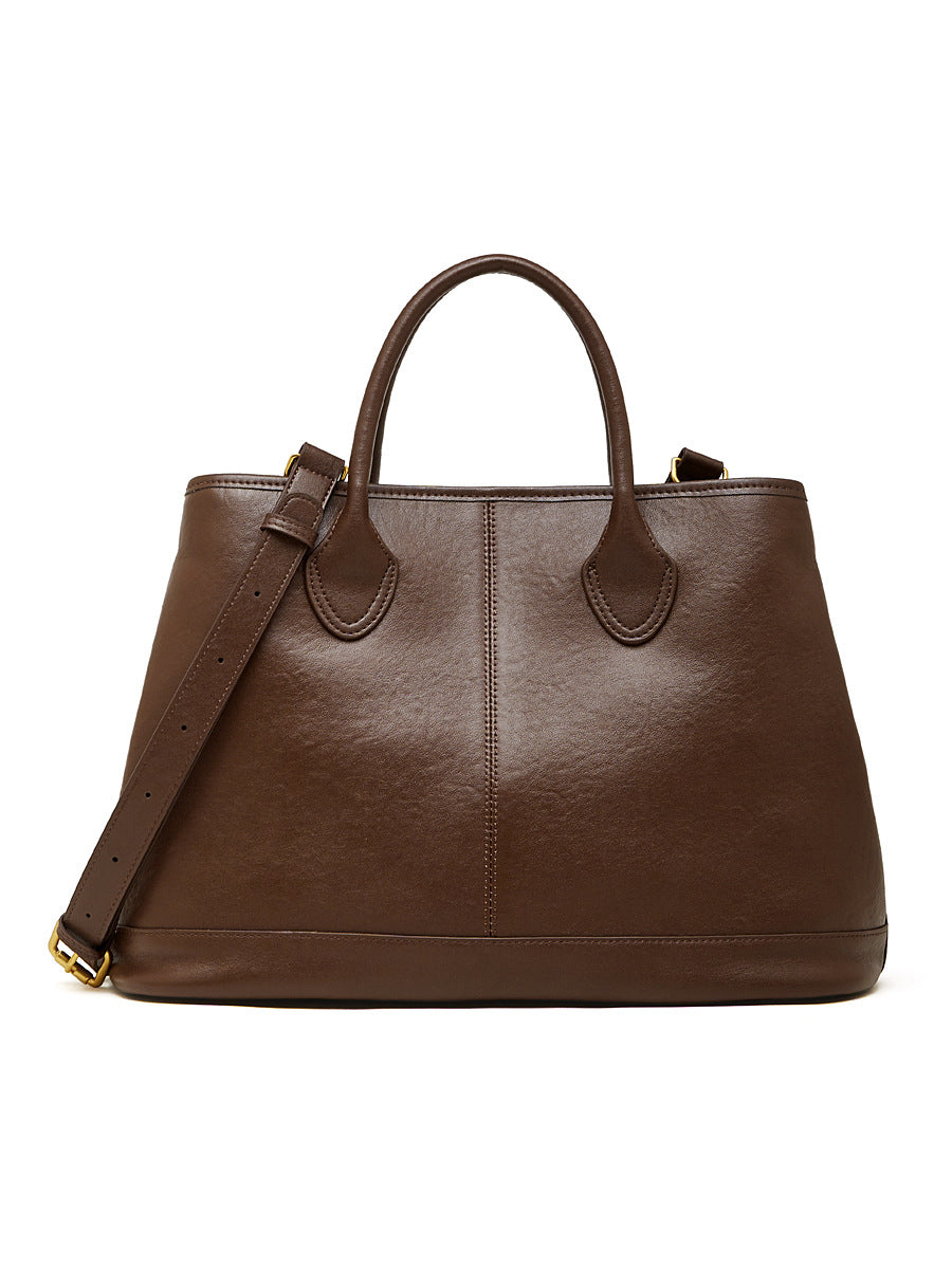 Women's Simple Large Capacity Commuter First Layer Cowhide Versatile Fashion Portable Bags