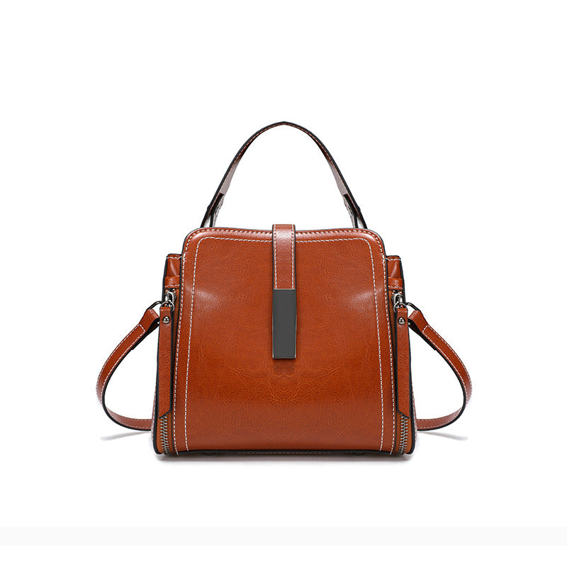 Women's Cowhide Fashion Trendy Retro Temperament Commute Women's Shoulder Bag