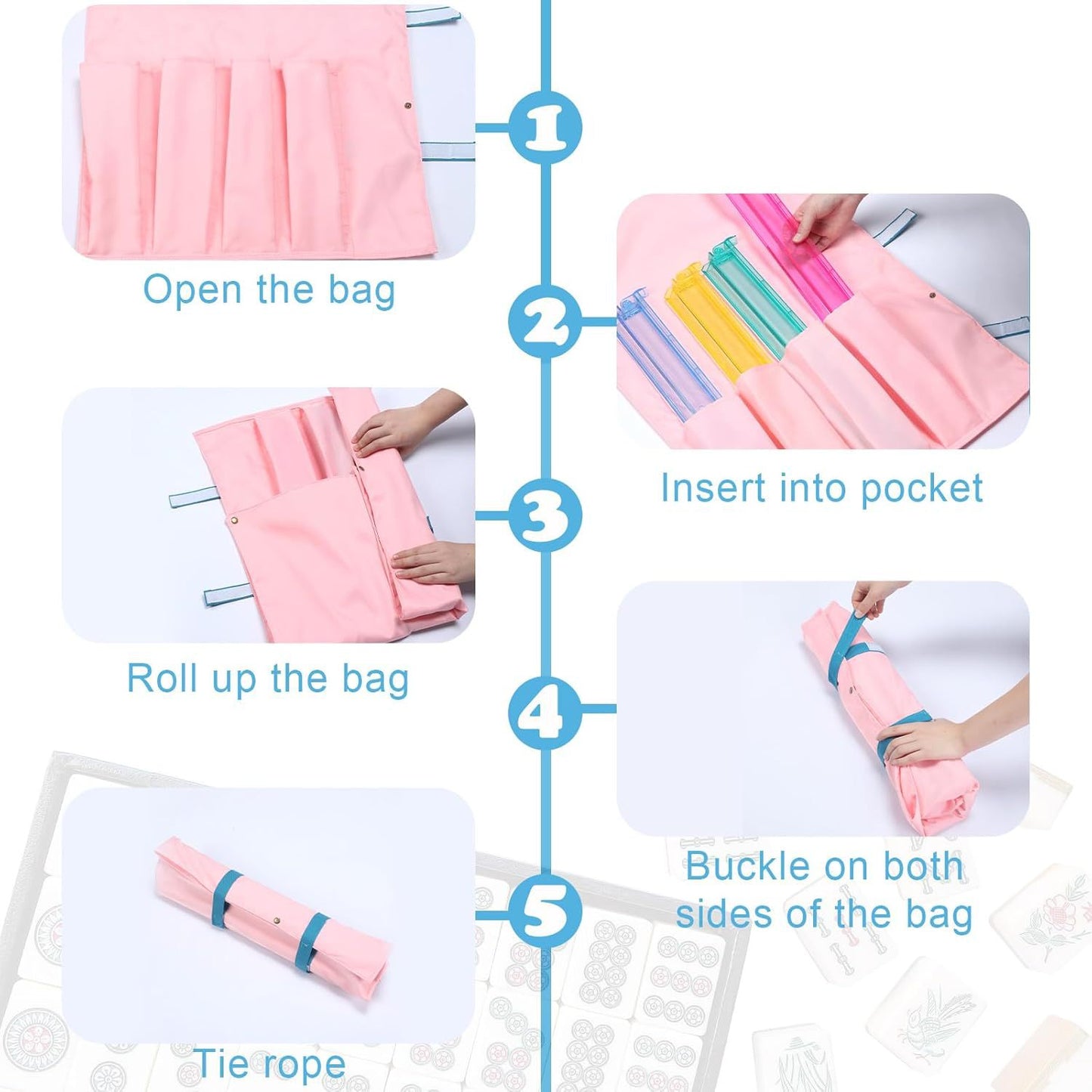Mahjong Push Ruler Buggy Large Pocket Portable Bags