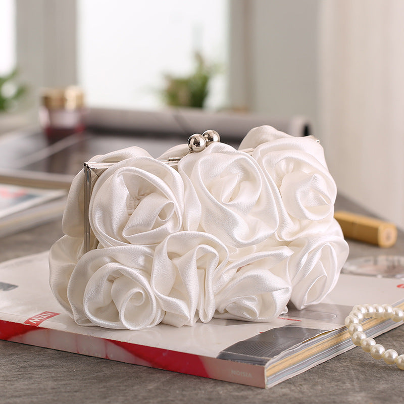 Banquet Portable Dress Garment Rose Flower Bridal Wedding Sweet Hand Bags