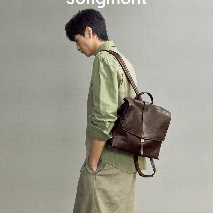 Large Capacity Vegetable Tanned Sheepskin Lightweight Backpacks