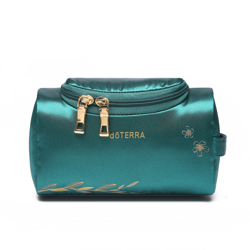 Large Capacity Portable Essential Oil Silk Satin Cosmetics Makeup Bag