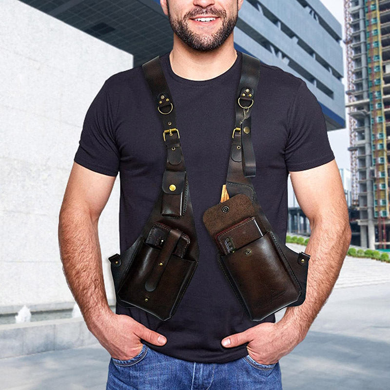 Women's & Men's Vintage Leather Strap Mobile Underarm Bag